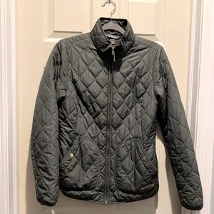 Eddie Bauer Mod Quilted Olive Zip Fitted Jacket
